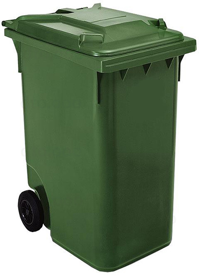 Контейнер мусорный 360 л (пластик) на колесах (евроконтейнер), зеленый